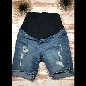 Isabel Maternity Bermuda Distressed Jean Shorts